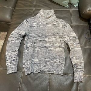 Men's Shawl-Collar Sweater by Sun + Stone in size Small in color Blue Cave